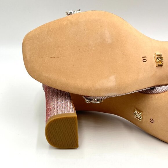 Badgley Mischka Size 10 Harriet Pink Silver Jeweled Dress Sandals Heels Shoes - Picture 9 of 12